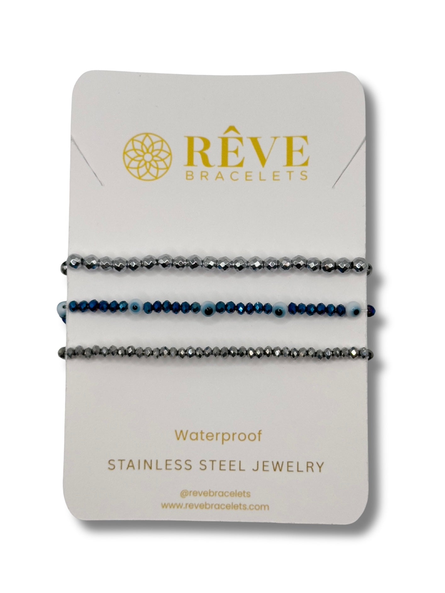 EVERYDAY BRACELET STACK IN SILVER & BLUE