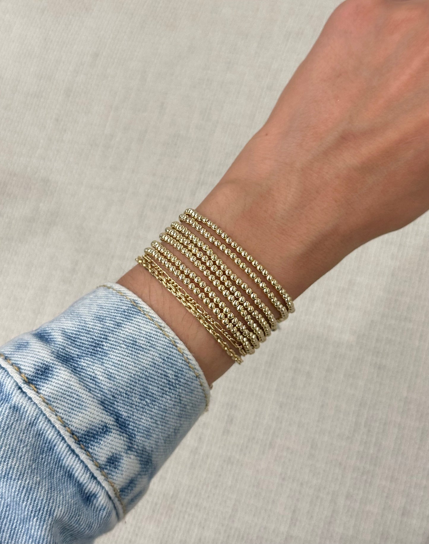 2MM Gold Beaded Bracelet